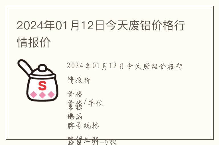 2024年01月12日今天廢鋁價格行情報價