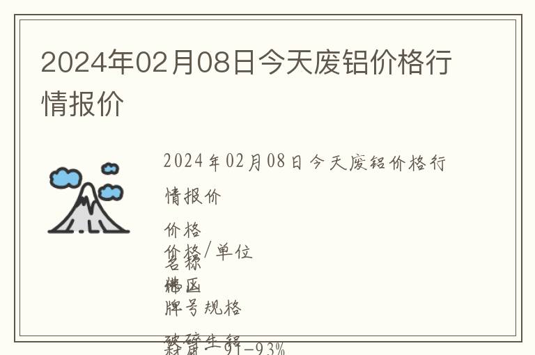 2024年02月08日今天廢鋁價格行情報價