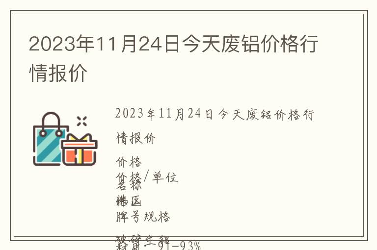 2023年11月24日今天廢鋁價格行情報價