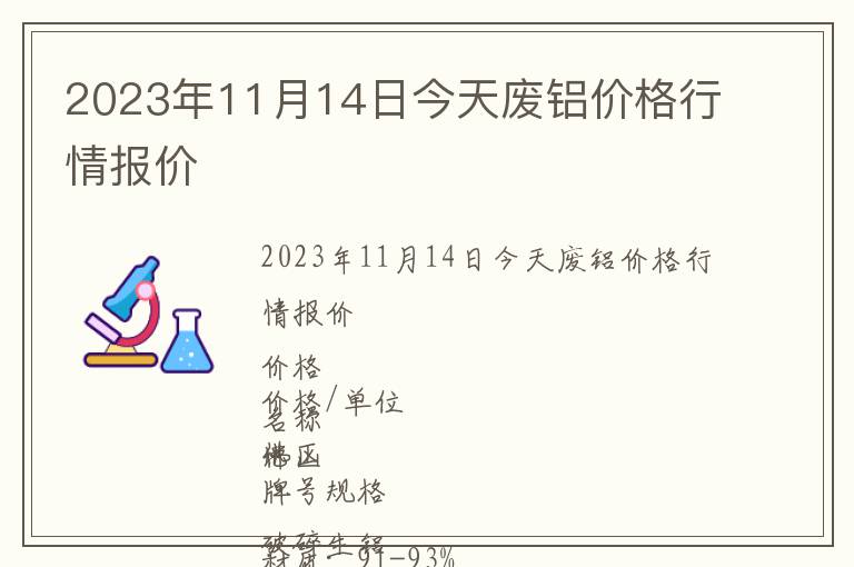 2023年11月14日今天廢鋁價格行情報價