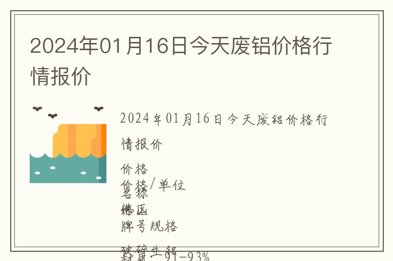 2024年01月16日今天廢鋁價格行情報(bào)價