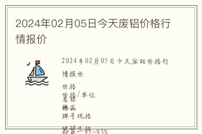 2024年02月05日今天廢鋁價格行情報價