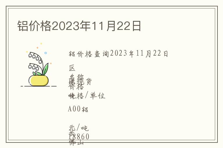 鋁價格2023年11月22日