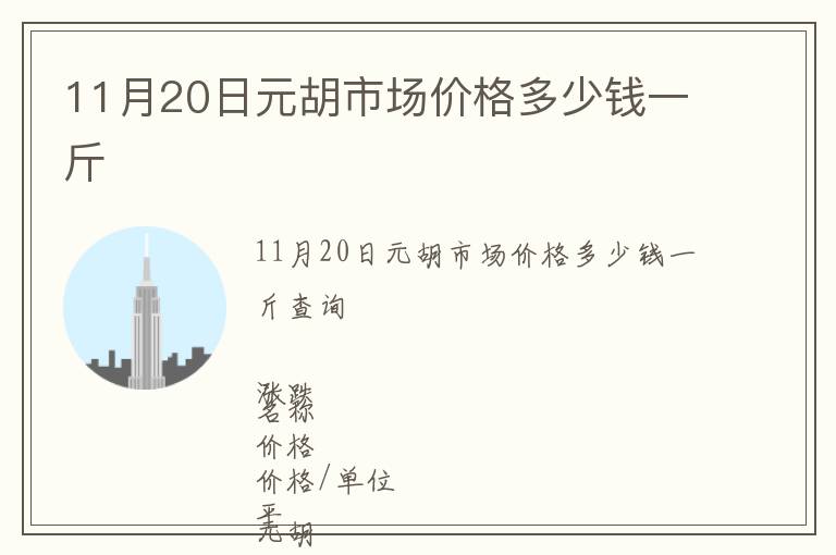 11月20日元胡市場價格多少錢一斤