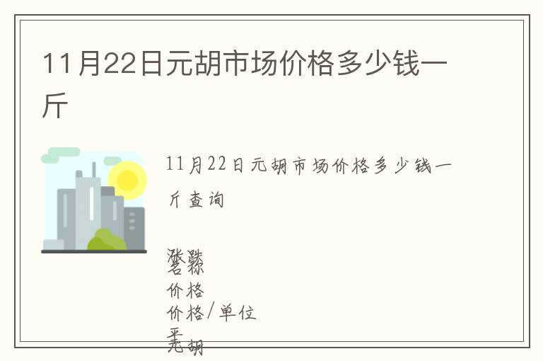 11月22日元胡市場價格多少錢一斤