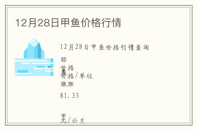 12月28日甲魚價格行情