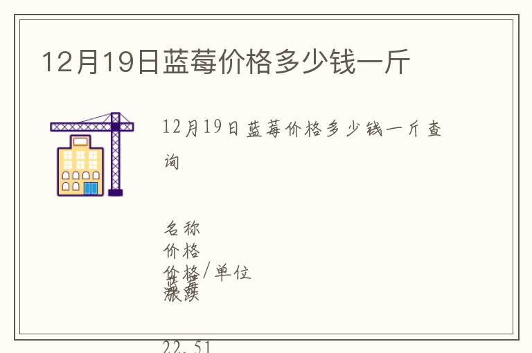 12月19日藍莓價格多少錢一斤