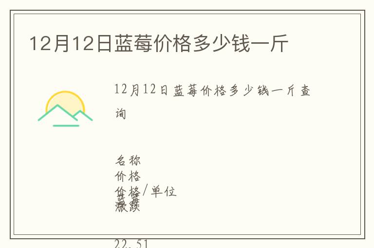 12月12日藍(lán)莓價格多少錢一斤