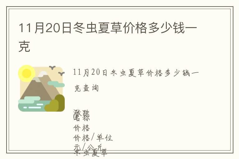 11月20日冬蟲夏草價格多少錢一克