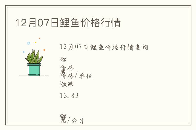 12月07日鯉魚價(jià)格行情