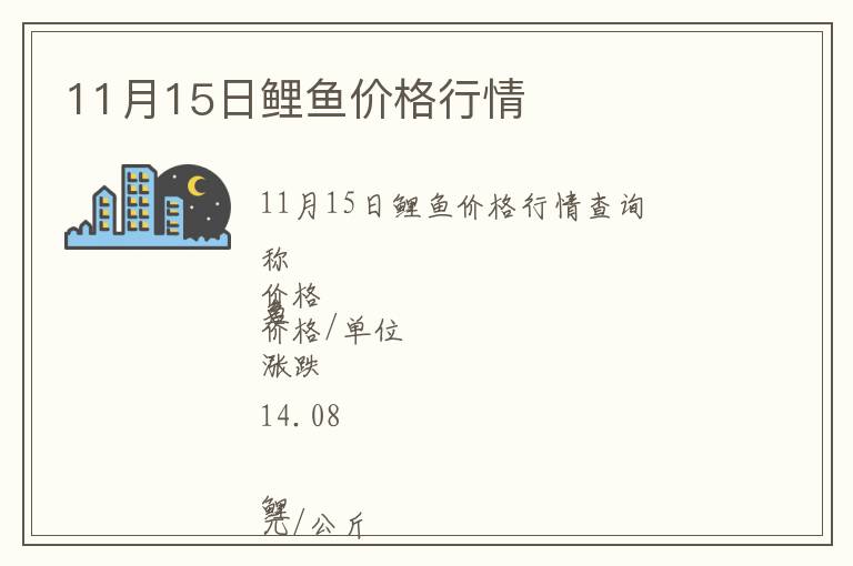 11月15日鯉魚價格行情