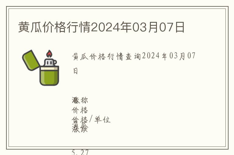 黃瓜價格行情2024年03月07日