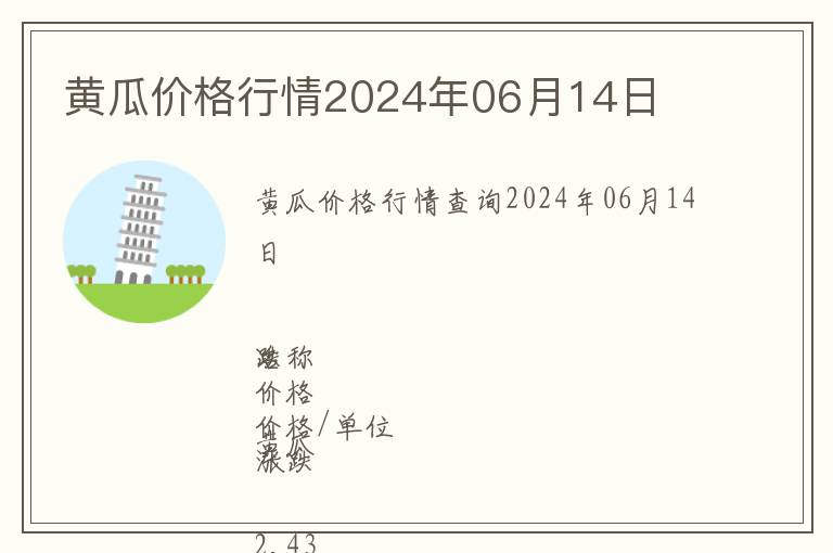 黃瓜價格行情2024年06月14日