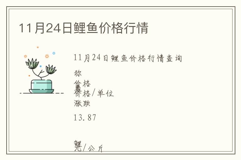 11月24日鯉魚價格行情