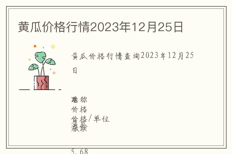 黃瓜價格行情2023年12月25日