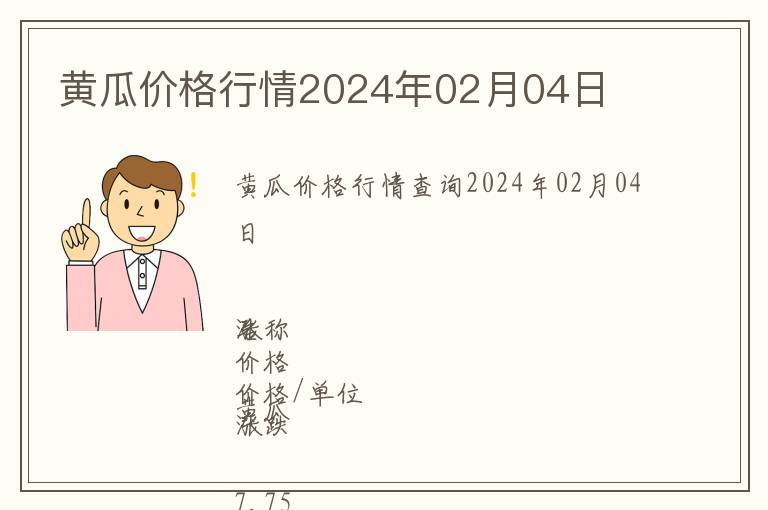 黃瓜價格行情2024年02月04日