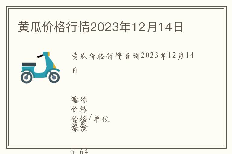 黃瓜價格行情2023年12月14日