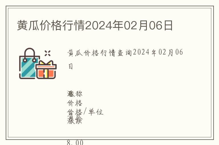 黃瓜價格行情2024年02月06日