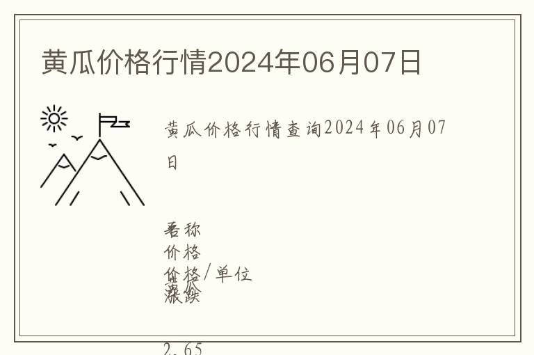 黃瓜價格行情2024年06月07日