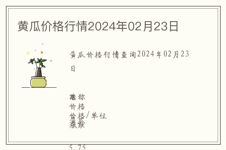 黃瓜價格行情2024年02月23日