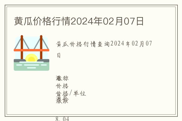 黃瓜價格行情2024年02月07日