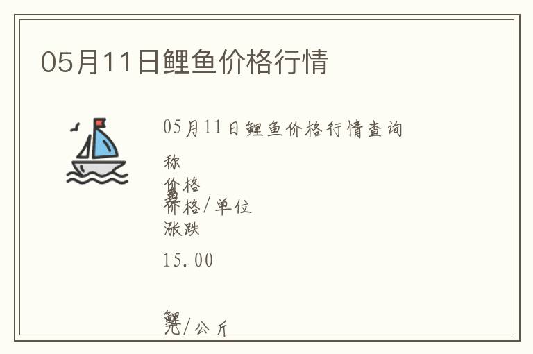 05月11日鯉魚價格行情