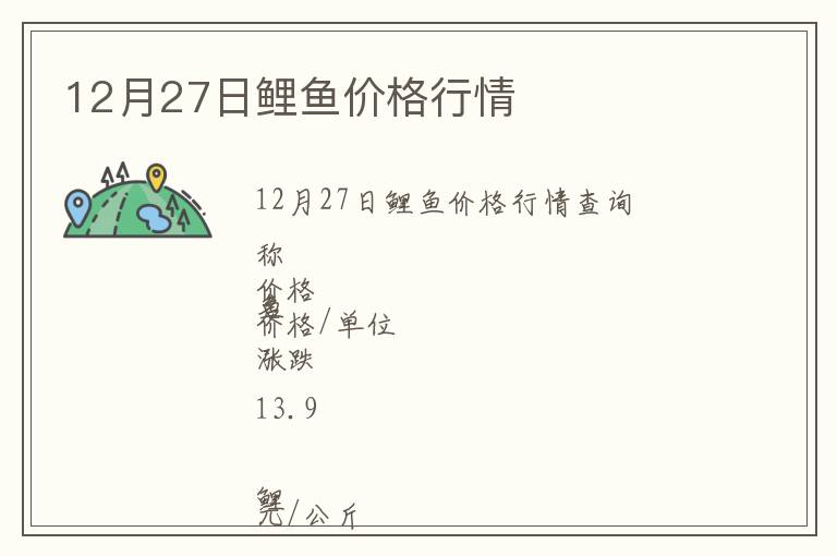 12月27日鯉魚價格行情