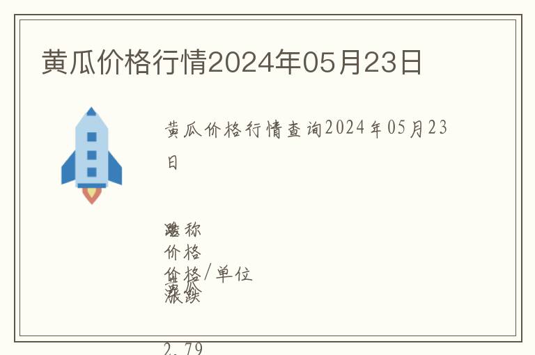 黃瓜價格行情2024年05月23日