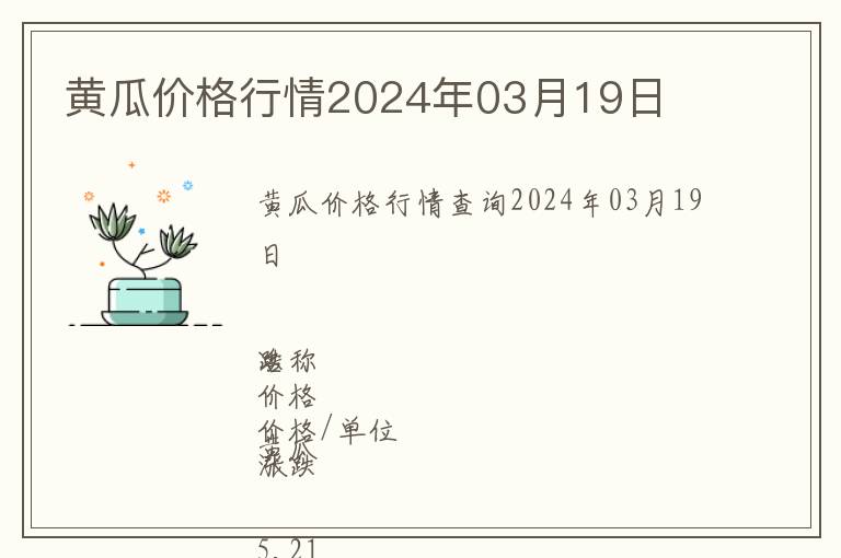 黃瓜價格行情2024年03月19日