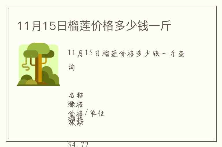 11月15日榴蓮價格多少錢一斤