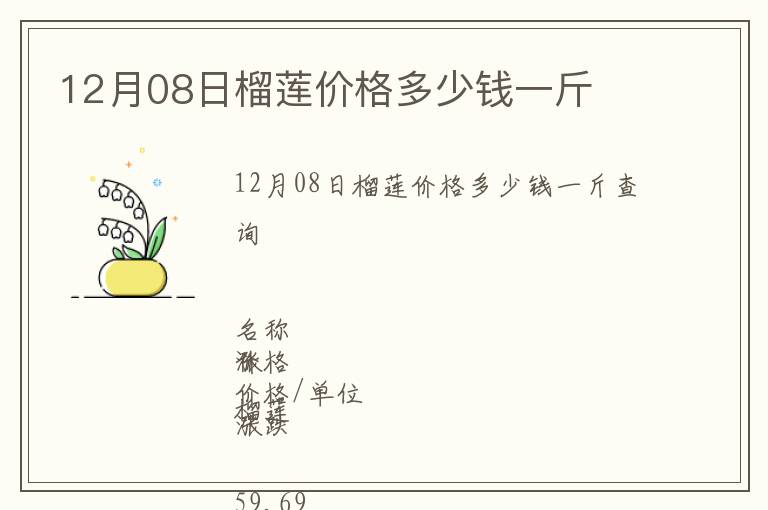 12月08日榴蓮價(jià)格多少錢(qián)一斤