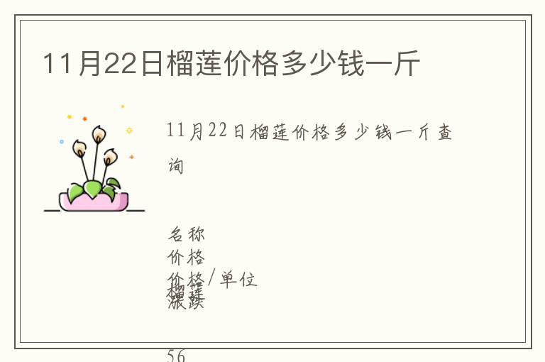 11月22日榴蓮價格多少錢一斤