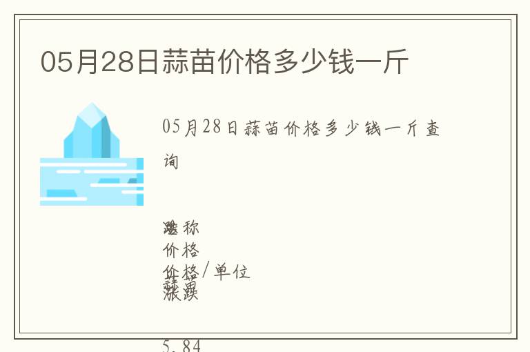 05月28日蒜苗價(jià)格多少錢(qián)一斤