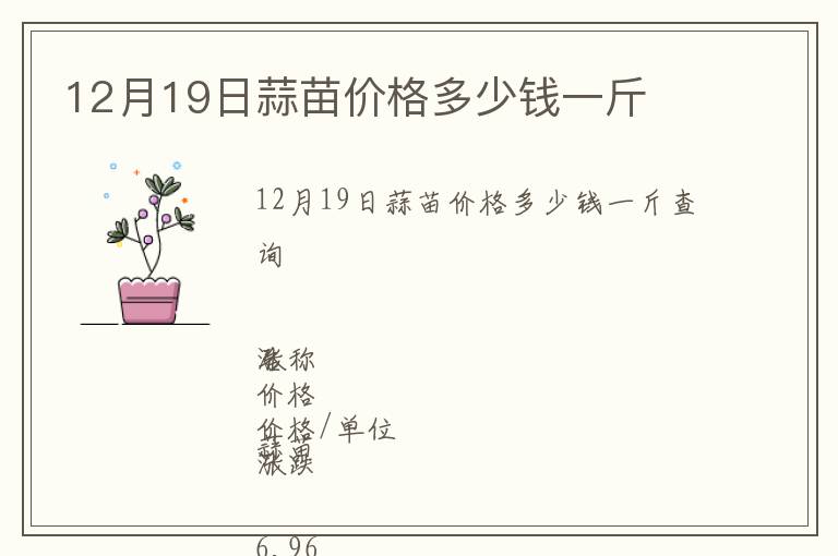 12月19日蒜苗價格多少錢一斤