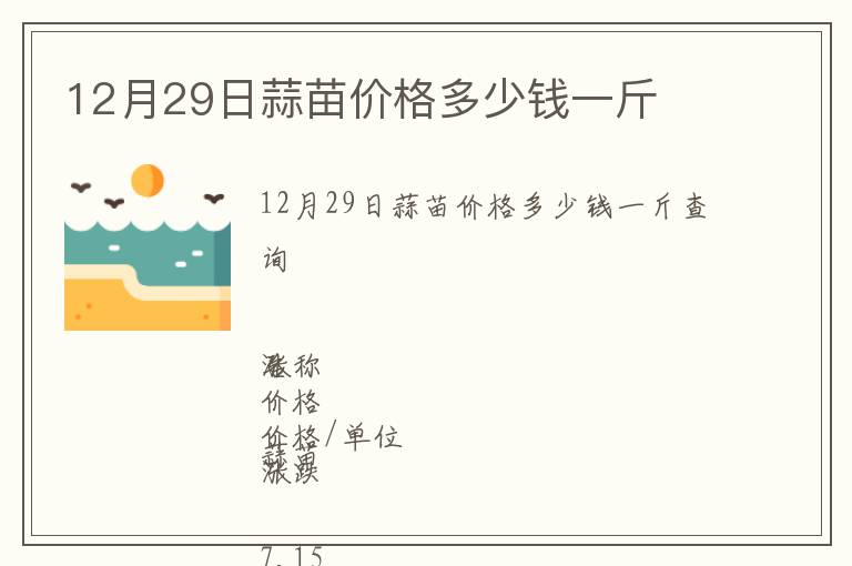 12月29日蒜苗價格多少錢一斤