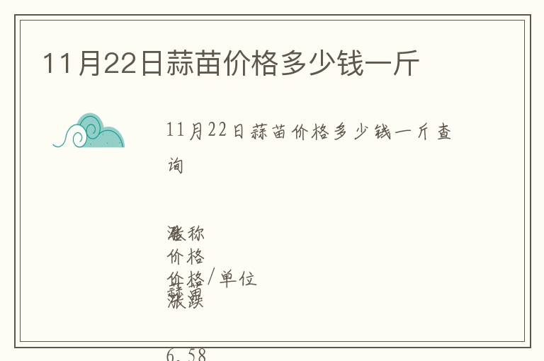 11月22日蒜苗價(jià)格多少錢一斤