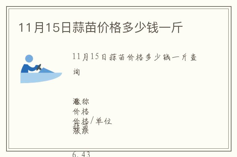 11月15日蒜苗價格多少錢一斤