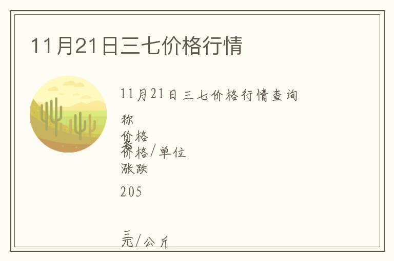 11月21日三七價格行情