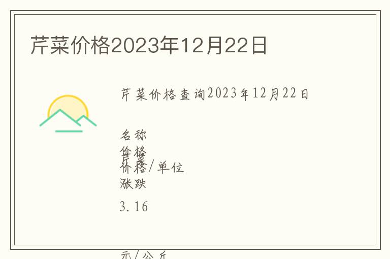 芹菜價格2023年12月22日