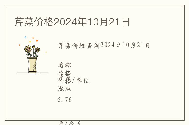 芹菜價格2024年10月21日