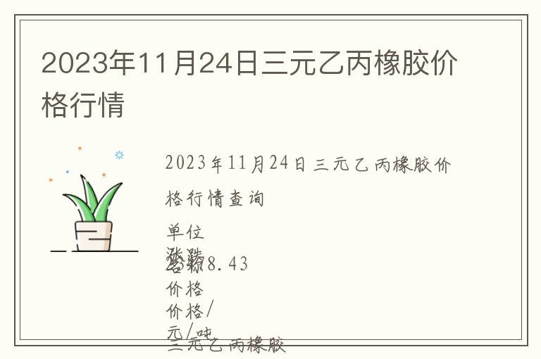 2023年11月24日三元乙丙橡膠價格行情