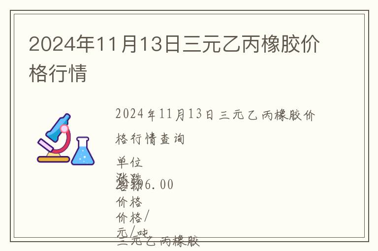 2024年11月13日三元乙丙橡膠價格行情