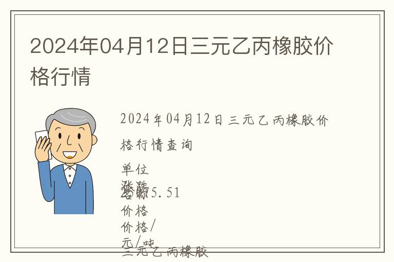 2024年04月12日三元乙丙橡膠價格行情