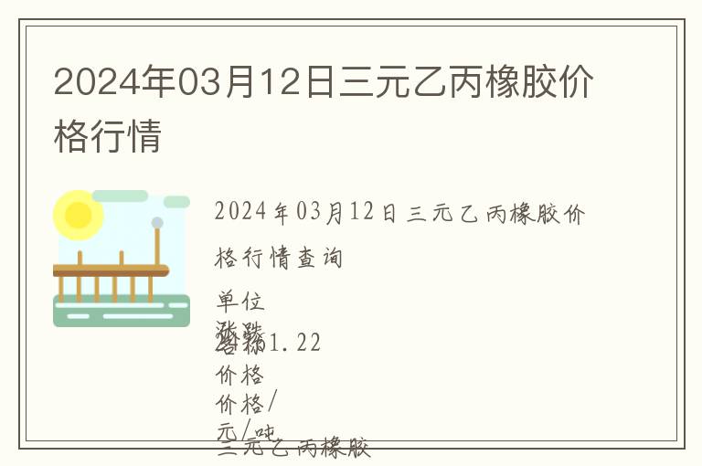 2024年03月12日三元乙丙橡膠價格行情