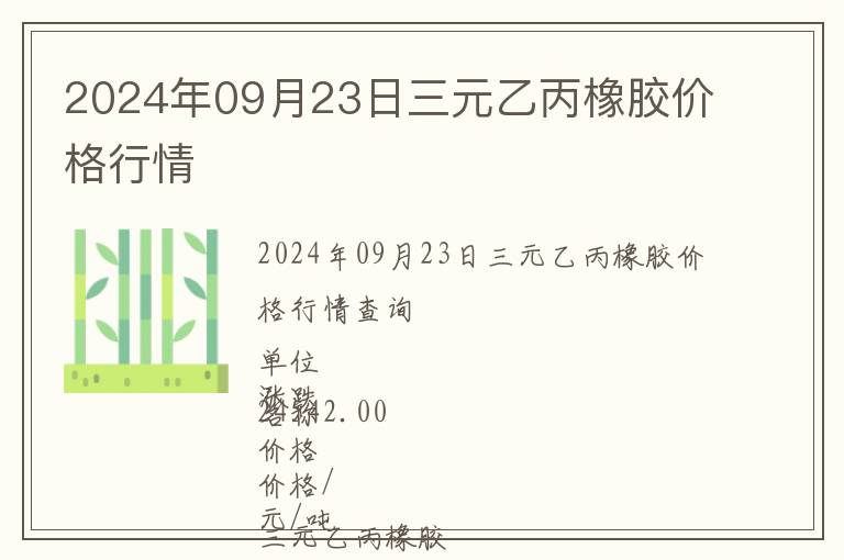 2024年09月23日三元乙丙橡膠價格行情