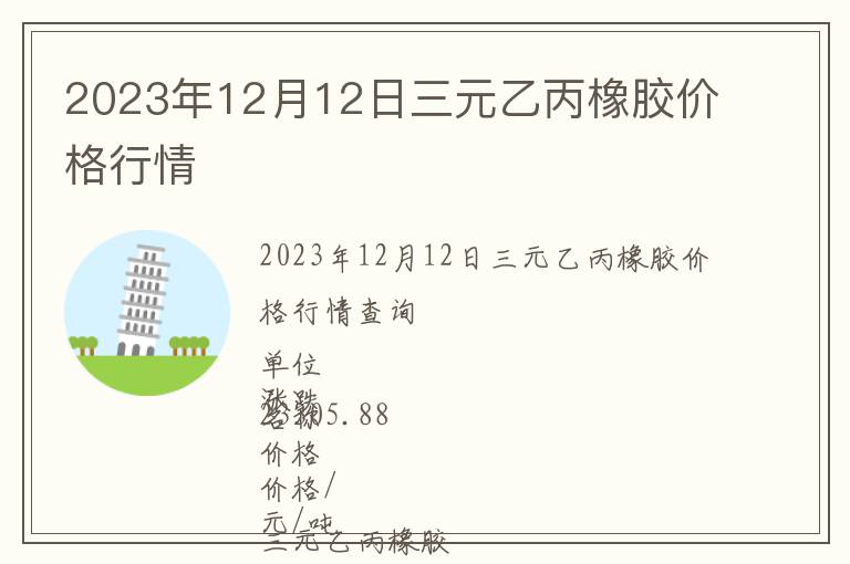 2023年12月12日三元乙丙橡膠價格行情