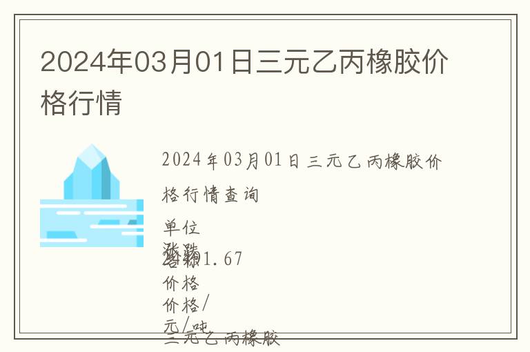 2024年03月01日三元乙丙橡膠價格行情