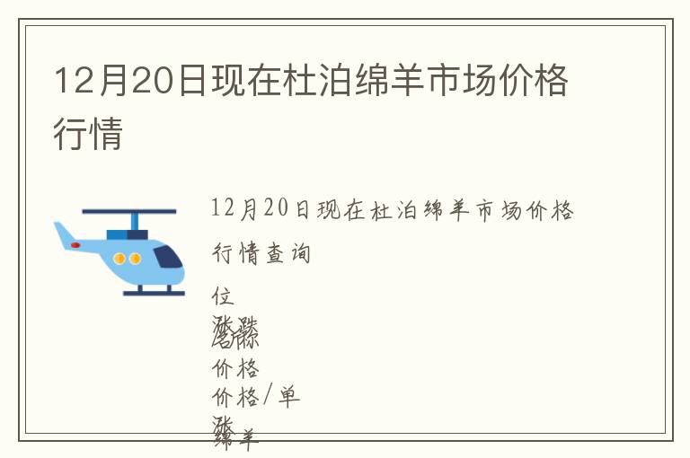 12月20日現在杜泊綿羊市場價格行情