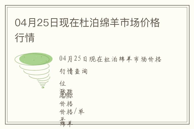 04月25日現在杜泊綿羊市場價格行情