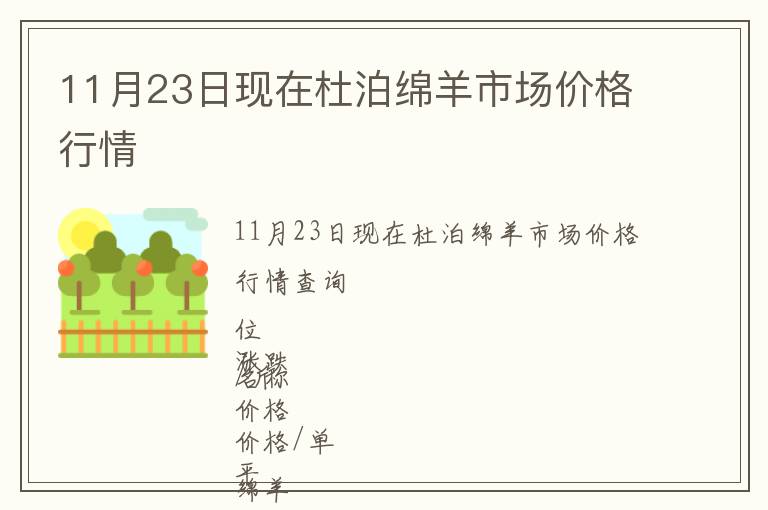 11月23日現在杜泊綿羊市場價格行情